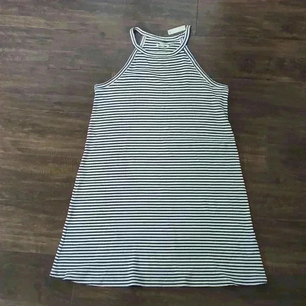 NWT Madewell Blue Creme Stripe Dress Size Large